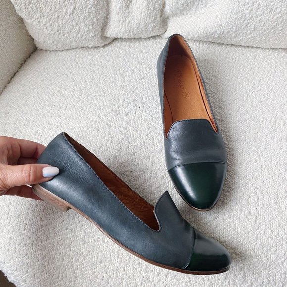 Madewell Teddy Patent Leather Cap Toe Loafer Flats Black/Gray Size 6 - Picture 2 of 5